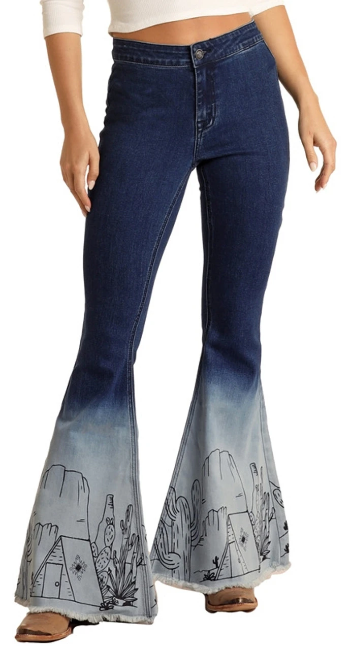 Button Bells High Rise Stretch Desert Flare Jeans 1 Button Bells High Rise Stretch Desert Flare Jeans