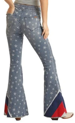 Button Bells High Rise Extra Stretch Star Flare Jeans -RodeoRave RRWD7PRZU5 B 02612.1655149653