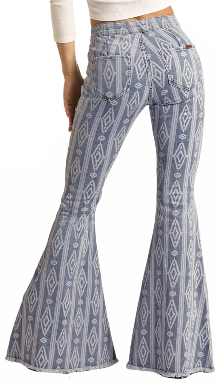 Button Bells High Rise Extra Stretch Aztec Flare Jeans 3 Button Bells High Rise Extra Stretch Aztec Flare Jeans - Image 3