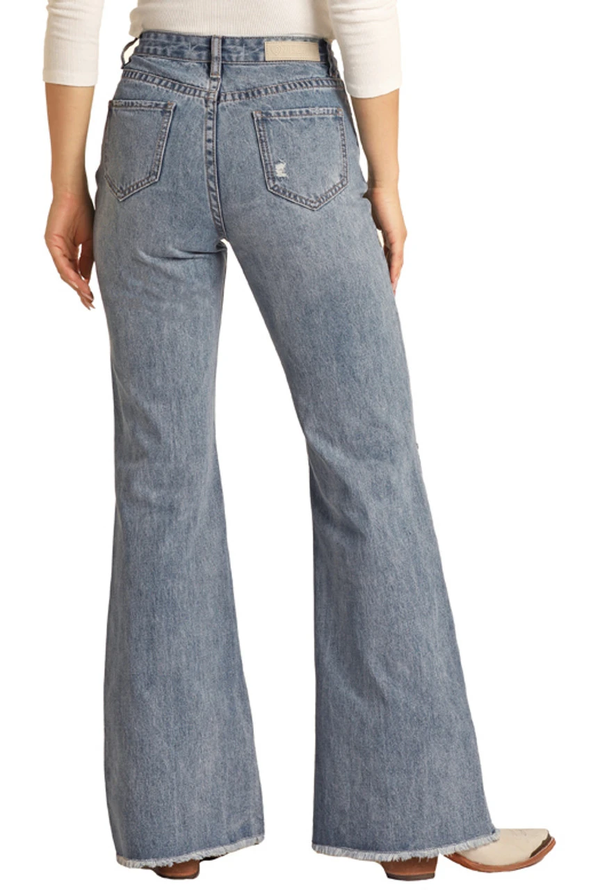 High Rise Distressed Palazzo Flare Jeans (RRWD8HR0SH) 2 High Rise Distressed Palazzo Flare Jeans (RRWD8HR0SH) - Image 2