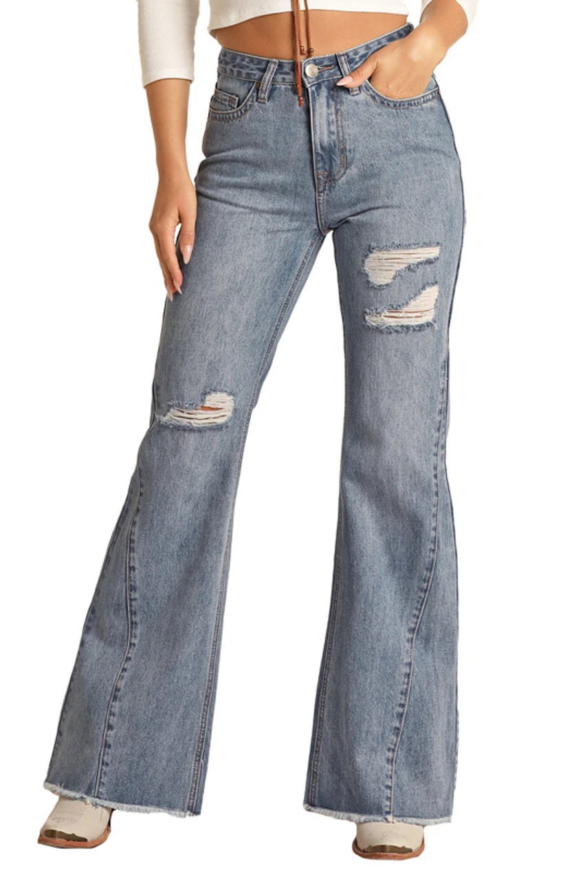 High Rise Distressed Palazzo Flare Jeans (RRWD8HR0SH) 1 High Rise Distressed Palazzo Flare Jeans (RRWD8HR0SH)