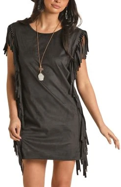 Fringe Microsuede Dress