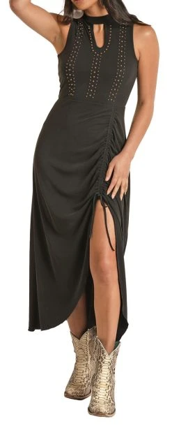 Studded Ribbed Maxi Dress