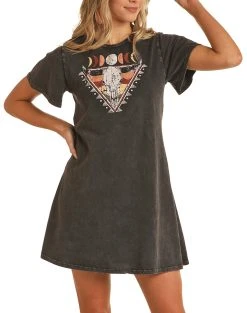 Cow Skull Graphic T-shirt Dress