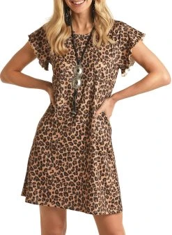 Rib Knit Leopard Print Dress
