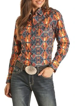 Long Sleeve Snap Aztec Shirt