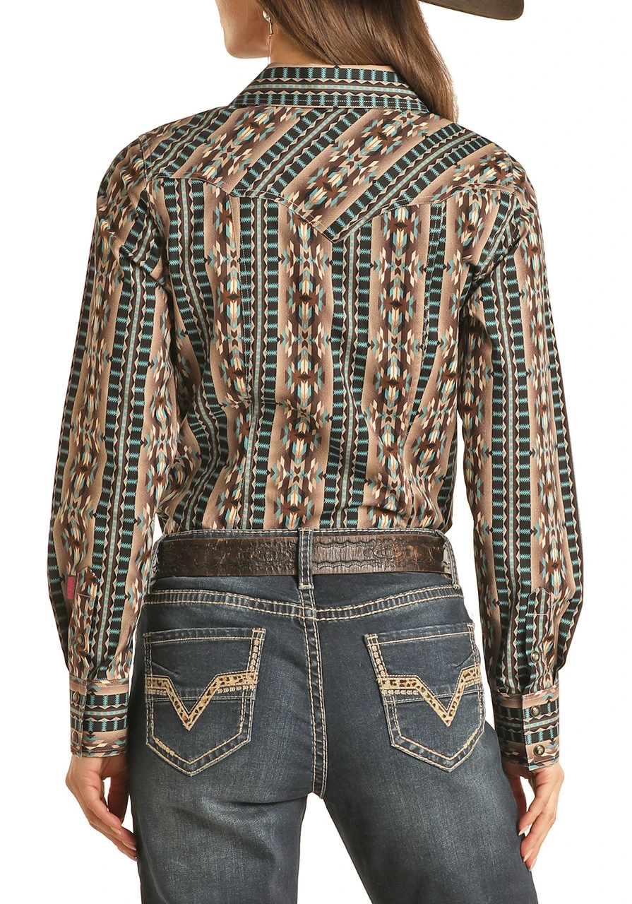 Aztec Geo Long Sleeve Snap Shirt 2 Aztec Geo Long Sleeve Snap Shirt - Image 2