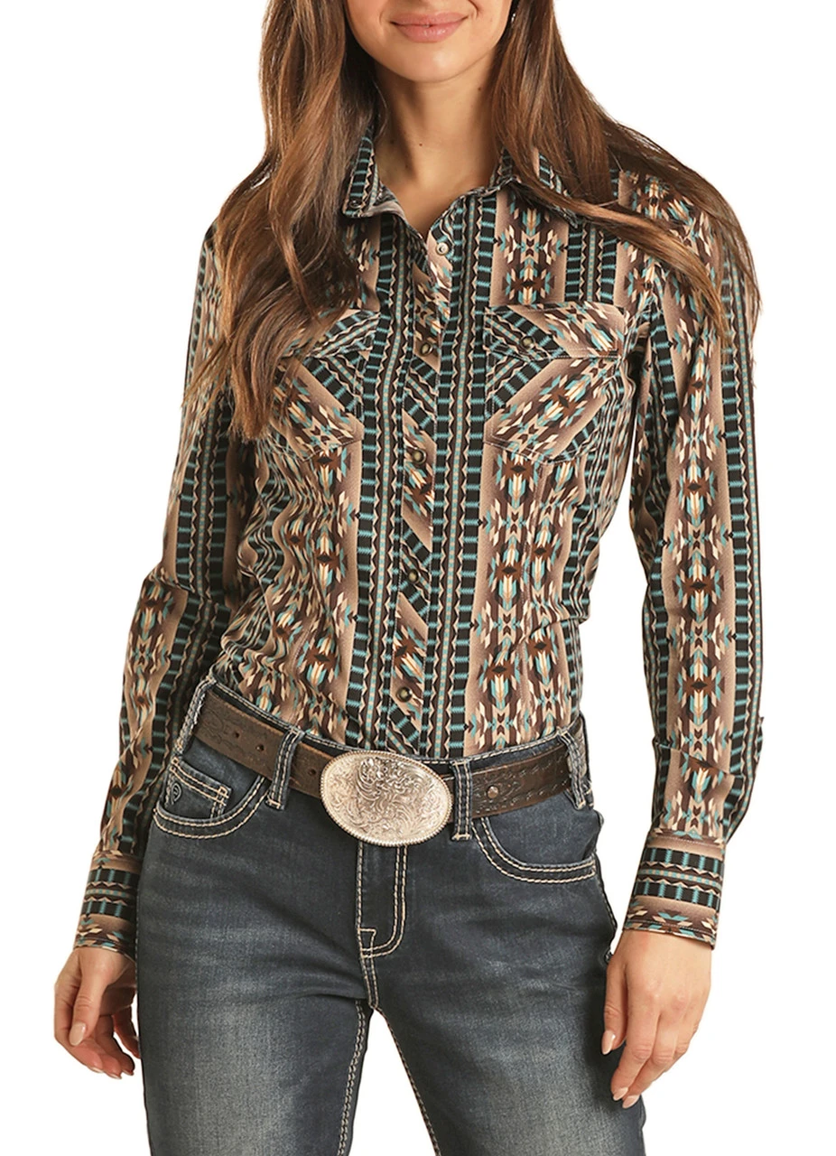 Aztec Geo Long Sleeve Snap Shirt 1 Aztec Geo Long Sleeve Snap Shirt