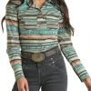 Serape Print Long Sleeve Snap Shirt