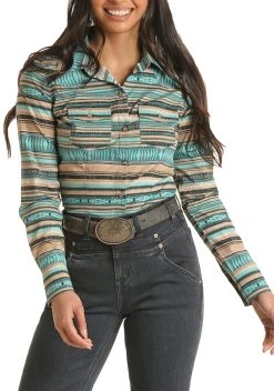 Serape Print Long Sleeve Snap Shirt