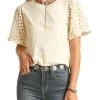 Eyelet Sleeve Top