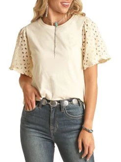 Eyelet Sleeve Top