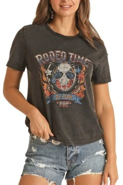 Dale Brisby Black Washed Rodeo Time Graphic Tee