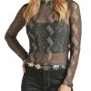 Snake Print Mesh Top