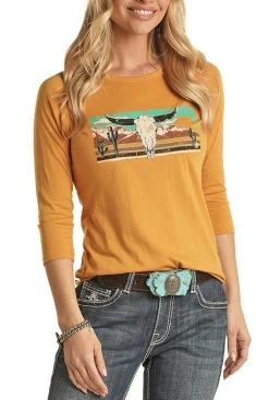 Steer Skull Graphic Baseball Tee