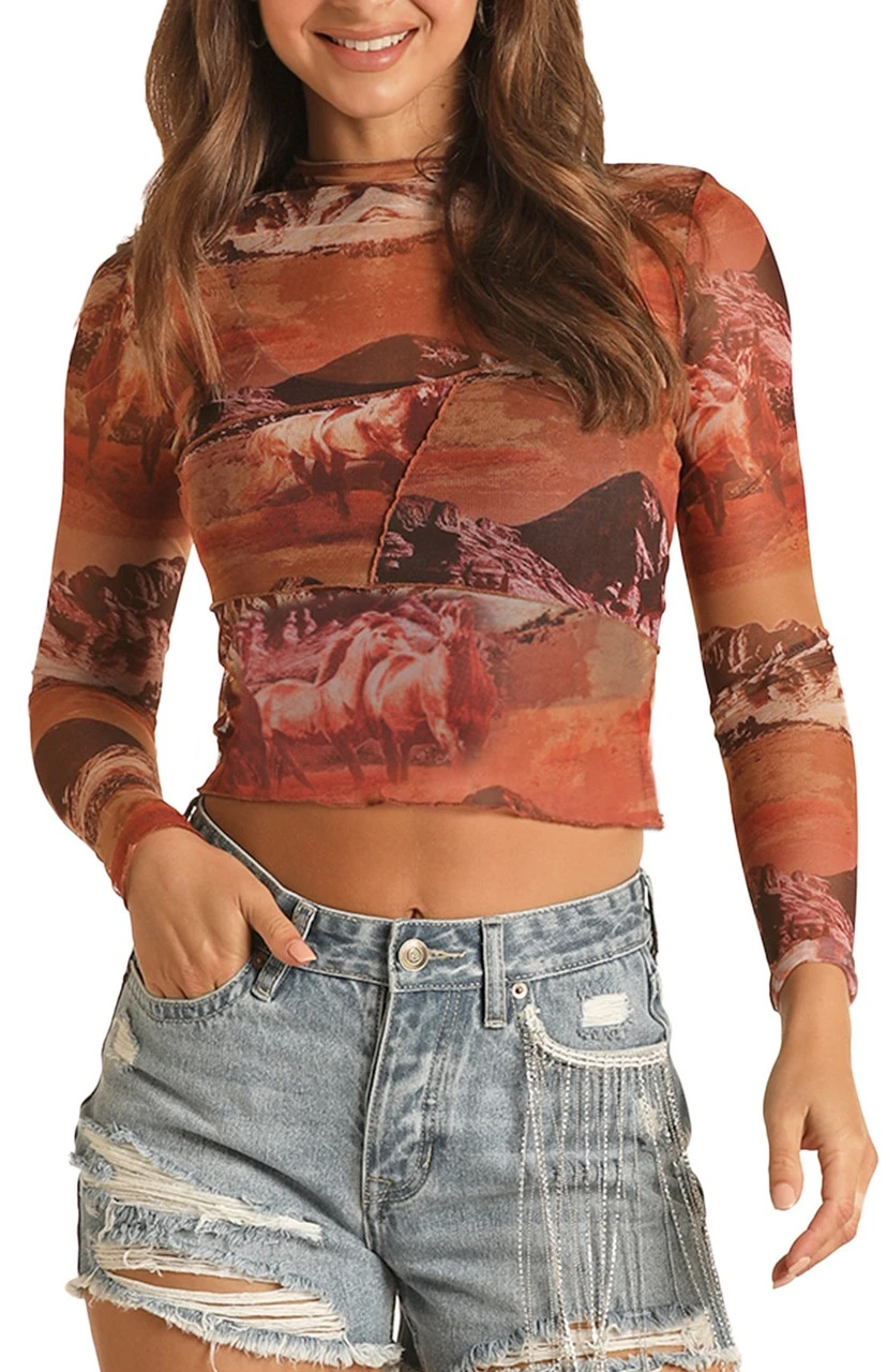 Desert Mesh Printed Cropped Top 1 Desert Mesh Printed Cropped Top