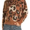 Fuzzy Leopard Print Sweater