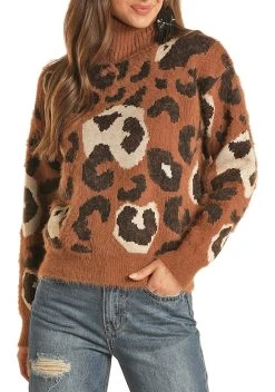 Fuzzy Leopard Print Sweater