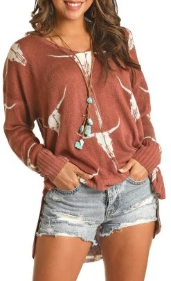 Rust Longhorn Knit Lightweight Sweater