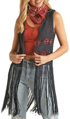 Crochet Fringe Knit Vest