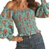 Floral Print Smocked Off The Shoulder Top