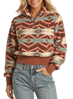 Aztec Printed Sherpa Pullover