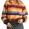 Serape Stripe Print Sherpa Pullover