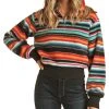 Stripe Printed Sherpa Pullover