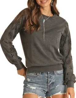 Eyelet Cutout Pullover