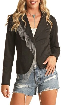 Knit Fringe Blazer