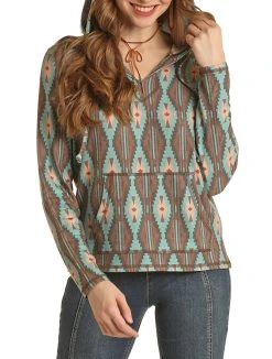 Aztec Printed Hoodie #RRWT94R04E