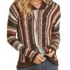 Boho Striped Knit Hoodie