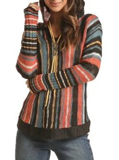 Boho Striped Knit Hoodie -RodeoRave RRWT94R04PZ 64889.1664465916
