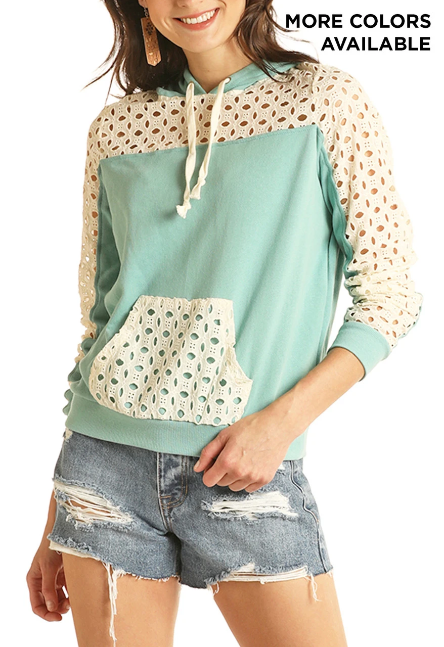 Eyelet Contrast Hoodie 1 Eyelet Contrast Hoodie