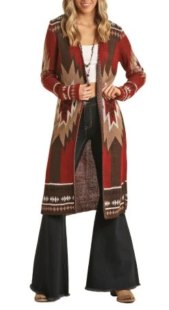 Aztec Knit Long Duster