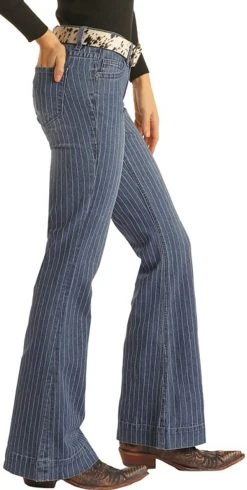 Mid Rise Extra Stretch Striped Trousers #W8M2681 5 Mid Rise Extra Stretch Striped Trousers #W8M2681 -RodeoRave W8M2681 A 52540.1641590174