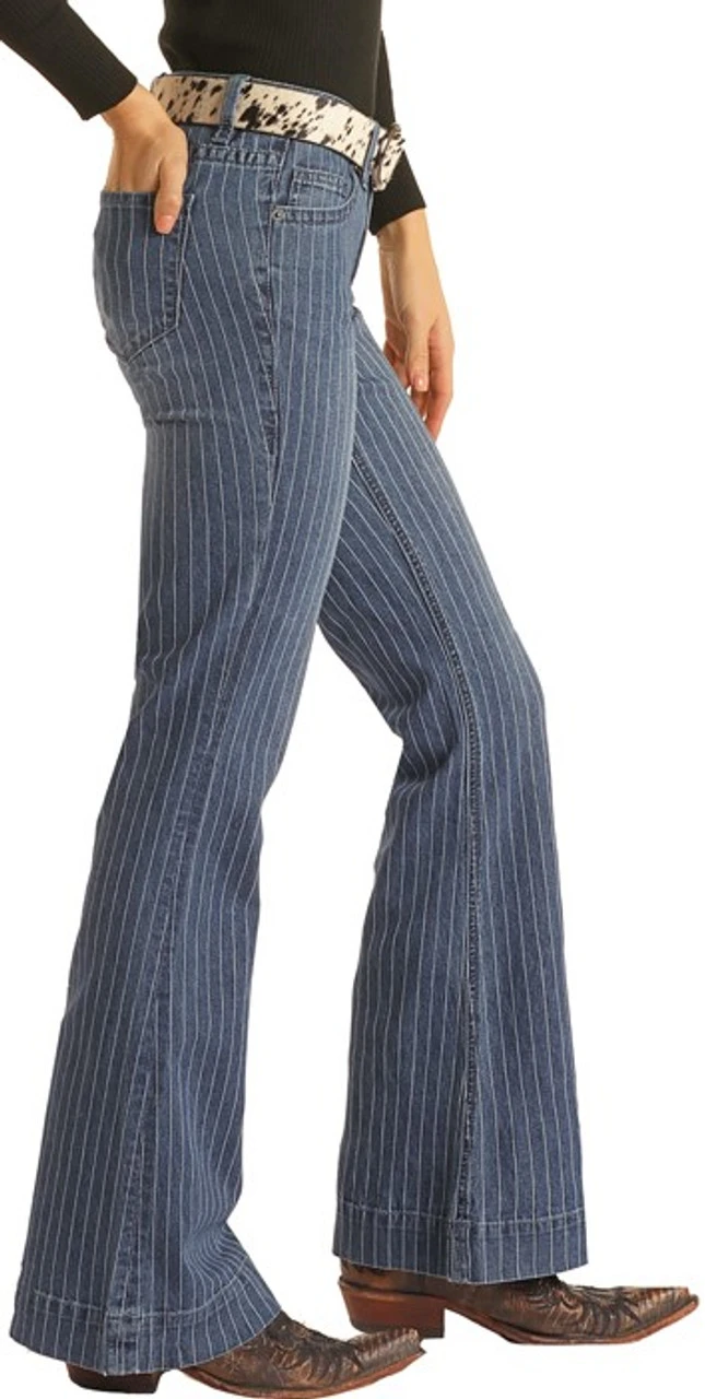 Mid Rise Extra Stretch Striped Trousers #W8M2681 3 Mid Rise Extra Stretch Striped Trousers #W8M2681 - Image 3
