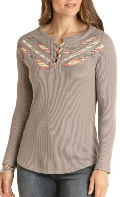 Laced Neck Thermal Top