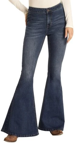 Button Bells High Rise Stretch Flare Jeans #WPB3508