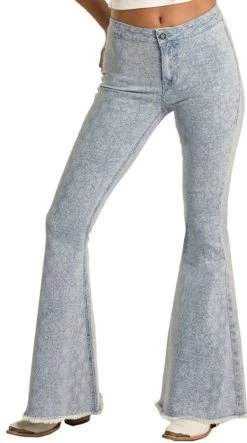 Button Bells High Rise Stretch Flare Jeans #WPB3509