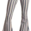 Button Bells High Rise Stretch Striped Flare Jeans #WPB3510
