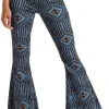 Button Bells High Rise Stretch Aztec Flare Jeans #WPB3513