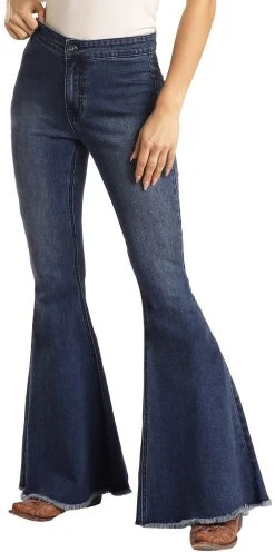 Button Bells High Rise Stretch Flare Jeans #WPB6100