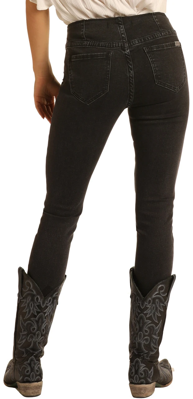 Skinny Mini High Rise Stretch Black Pull-On Jeans #WPS8179 3 Skinny Mini High Rise Stretch Black Pull-On Jeans #WPS8179 - Image 3