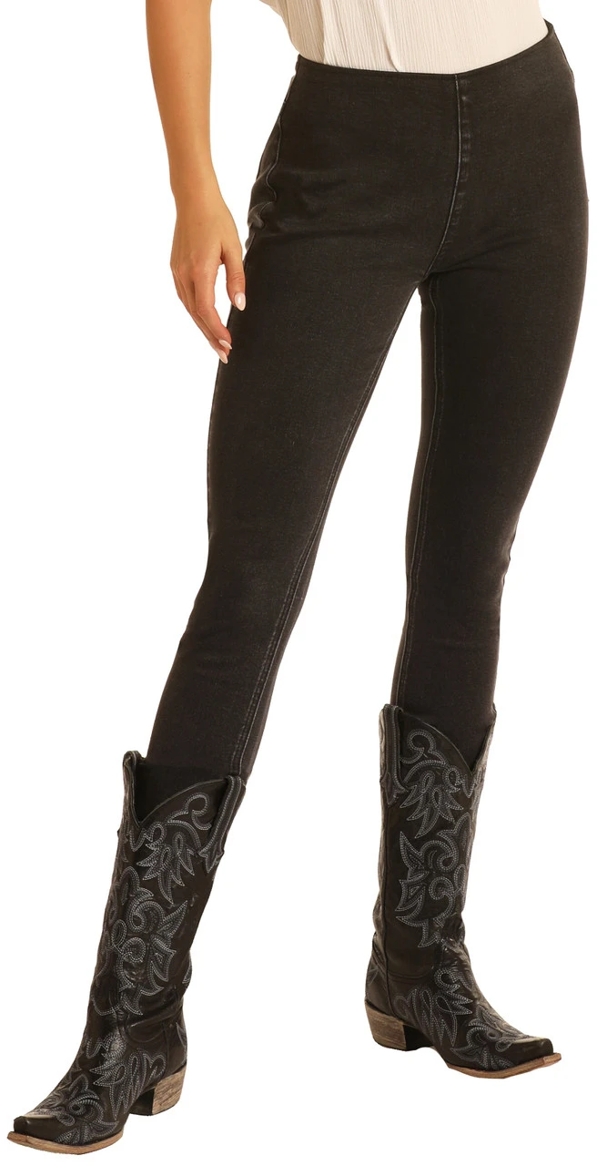 Skinny Mini High Rise Stretch Black Pull-On Jeans #WPS8179 1 Skinny Mini High Rise Stretch Black Pull-On Jeans #WPS8179