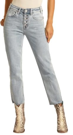 High Rise Extra Stretch Button Fly Cropped Jeans #WSC9797