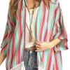 Striped Fringe Kimono #B4K4510