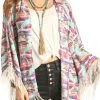 Aztec Fringe Kimono #B4K4516
