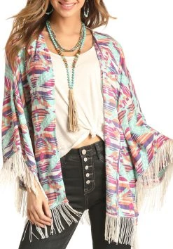 Aztec Fringe Kimono #B4K4516