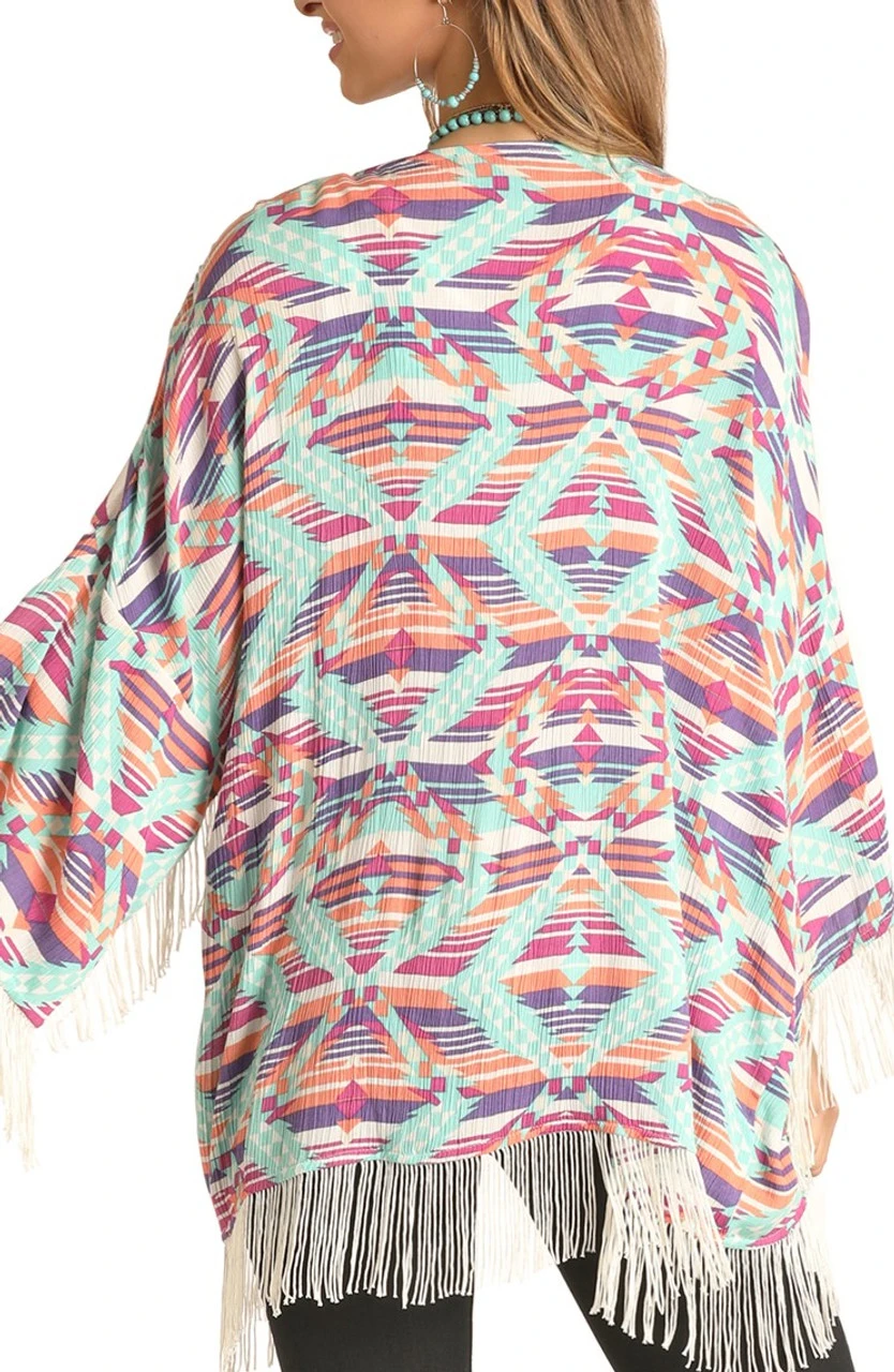 Aztec Fringe Kimono #B4K4516 2 Aztec Fringe Kimono #B4K4516 - Image 2